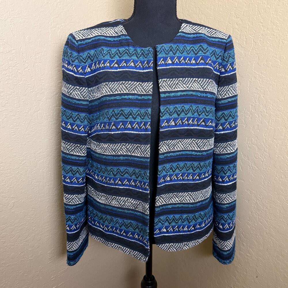 Tahari Arthur S Levine Women’s Blazer Jacket Blue Patterned Size 12